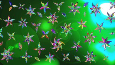 Çiçekli çiçek deseni, suluboya. Renkli çiçekler. Renkli Bahar Teması eskiz kalıbı. Raster illüstrasyonu. Düz Çiçek Elementleri Tasarımı.