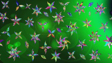 Renklerle. Güzel kumaş deseni. Raster illüstrasyonundaki çiçek desenli çizim. Raster illüstrasyonu.