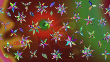 Renkli etnik çiçeklerle süslenmiş zarif bir eskiz şekli. Raster Çiçek İllüstrasyon Şirin Tekstil.