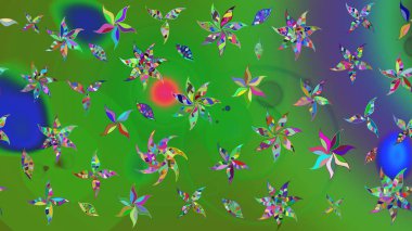 Renkli çiçekler. Raster illüstrasyonunda çiçek deseni çizimi.