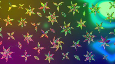 Renkli çiçekler. Renkli Bahar Teması eskiz kalıbı. Düz Çiçek Elementleri Tasarım Raster illüstrasyonu. Çiçek eskiz kalıbı geçmişi.