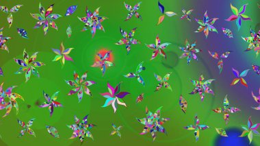 Raster illüstrasyonu. Küçük çiçekli yay deseni çiz. Suluboya stilinde renkler üzerine.