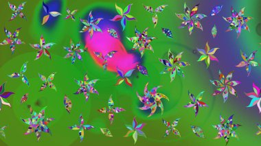 Raster illüstrasyonu. Çiçekli güzel suluboya desen. Renklerde.