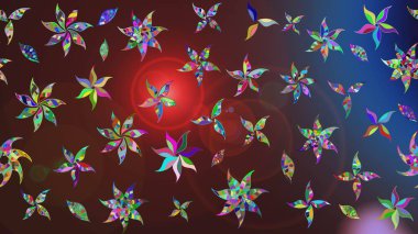 Raster illüstrasyonu. Renkli süs kenarı. Çiçek duvar kağıdı. Hint süsü. Çizim kalıbı. Kahverengi ve mor renklerde.