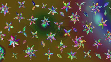 Raster. Renkli Bahar Teması eskiz kalıbı. Düz Çiçek Elementleri Tasarımı.