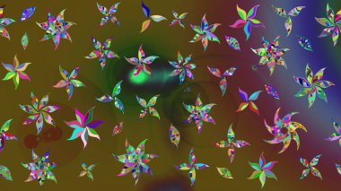 Raster illüstrasyonundaki çiçek desenli çizim. Renkli çiçekler.