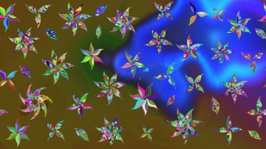 Moda baskıları için zarif bir şablon. Halk tarzı. Modern çiçek arkaplanı. Rengarenk çiçekleri ve yaprakları olan muhteşem bir çiçek deseni..