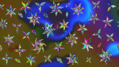 Suluboya stilinde renklerde. Küçük çiçekli yay deseni çiz. Raster illüstrasyonu.