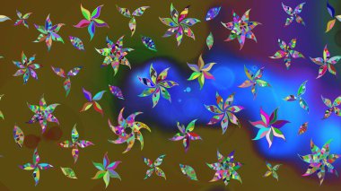 Düz Çiçek Elementleri Tasarımı. Çiçek deseni. Raster güzel kumaş deseni çiziyor. Renkli Bahar Teması çizim şablonu.