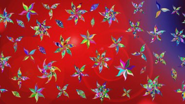 Çiçekli güzel suluboya desen. Kırmızı ve mor renklerde. Raster illüstrasyonu.