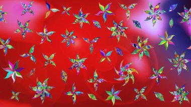 Nazik, yaz çiçekleri kırmızı ve pembe renklerde. Raster deseni. Küçük çiçekteki sevimli çiçek deseni. Raster illüstrasyonu.