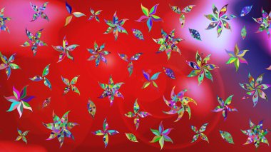 Kırmızı ve pembe renkli çiçekler suluboya tarzında. Raster illüstrasyonunda çiçek deseni çizimi.