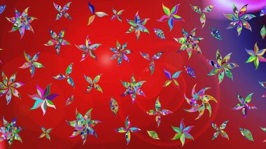 Vadinin kırmızı ve mor renkli çiçekleri. Çiçeksel çizim kalıbının çizimi.