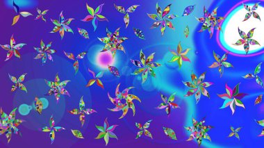 Mavi ve mor renkli çiçekler suluboya tarzında. Mavi ve menekşe renginde çiçekler olan çiçek deseni çiz.