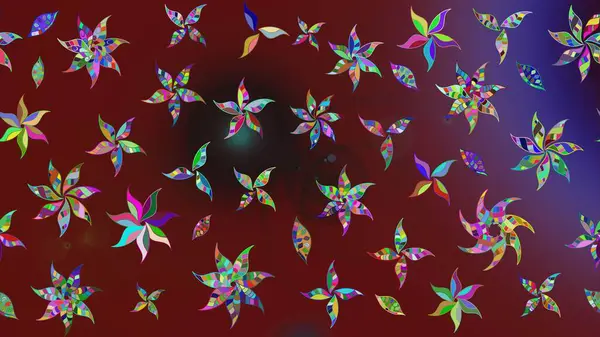 Düz Çiçek Elementleri Tasarımı. Raster illüstrasyonundaki çiçek desenli çizim. Renkli Bahar Teması eskiz kalıbı. Kırmızı ve kahverengi renkte çiçekler.