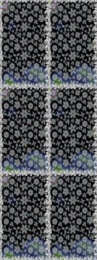 Raster illüstrasyonu. Tropik, dikişsiz çiçek deseni. Gri ve siyah renkte çiçekler.