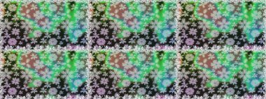 Vadinin çiçekleri gri ve yeşil renklerde. Çiçekler. Soyut etnik raster pürüzsüz desen.