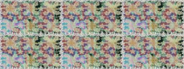 Düz Çiçek Elementleri Tasarımı. Renkli Bahar Temalı Kusursuz Arkaplan. Raster illüstrasyonunda kusursuz çiçek deseni. Tarafsız ve gri renkte çiçekler.