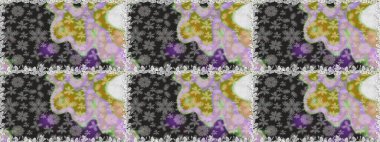 Raster düz çiçekleri pürüzsüz desen. Hediye ambalaj kağıdı, tebrik kartları, posterler ve pankart tasarımı. Gri ve nötr renkte çiçekler.