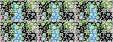 Düz Çiçek Elementleri Tasarımı. Kusursuz desenli, modaya uygun kumaş deseni. Renkli Bahar Temalı Kusursuz Arkaplan. Raster illüstrasyonu. Şirin çiçek elementleri..