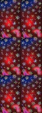 Çiçekli zambakların eskiz geçmişi. Çiçek tasarımı için inanılmaz bir kolaj cenneti tarzı. Parlak çiçekli kolaj çiçekleri kırmızı ve kahverengi.