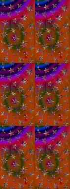 Güzel kumaş deseni. Renkli Bahar Teması eskiz kalıbı. Raster illüstrasyonundaki çiçek desenli çizim. Düz Çiçek Elementleri Tasarımı.