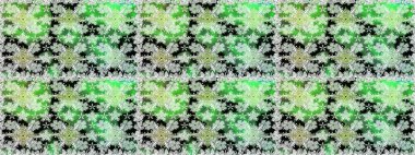 Çiçeklerle suluboya desenli çiçek deseni. Raster illüstrasyonu. Yeşil ve nötr renklerde Asyalı tekstil.