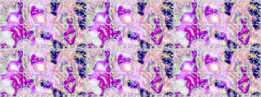 Asya tekstil tarzında. Raster illüstrasyonu. Raster illüstrasyonu. Kusursuz çiçek deseni. Tarafsız ve mor renkte çiçekler.