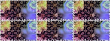 Çiçekler suluboya tarzında nötr ve mor renklerde. Raster illüstrasyonunda kusursuz çiçek deseni.