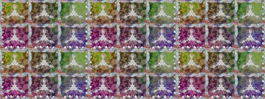 3 boyutlu çiçekler, pürüzsüz. Raster illüstrasyonu. Yeşil ve gri renklerde.