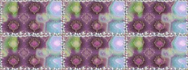 Raster dikişsiz çiçek deseni. Vadinin çiçekleri mor ve nötr renklerde.