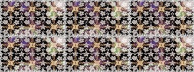 Siyah ve nötr renklerde çiçekler. Düz Çiçek Elementleri Tasarımı. Raster illüstrasyonunda kusursuz çiçek deseni. Renkli Bahar Teması Kusursuz Arkaplan.