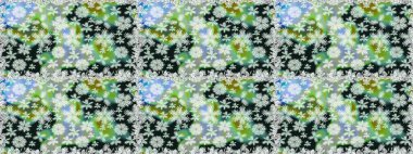 Raster Floral Illustration, Asyalı tekstil. Gri ve nötr renklerde etnik çiçeklerle kusursuz bir desen..