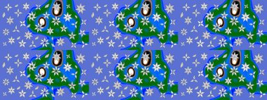 Yumuşak, bahar çiçekleri mavi ve yeşil renklerde. Patlayan çiçekler soyut olarak yerleştirilmiş. Raster deseni. Raster illüstrasyonu.