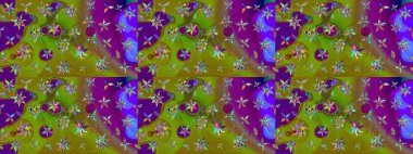 Raster illüstrasyonu. Güzel kumaş deseni. Yeşil ve kahverengi renklerde. Raster illüstrasyonunda çiçek deseni çizimi.