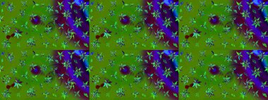 Kumaş, tekstil, duvar kağıdı baskısı için. Tomurcukları papatya çiçekleri olan sevimli bir çiçek deseni. Miles Fleur, süslü püslü bir süs. Eskiz geçmişi. Raster illüstrasyonu. Antika retro tarzı.