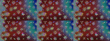 Parlak çiçekli halı deseni kahverengi ve mavi renklerde..