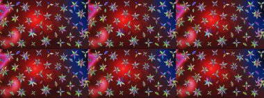 Raster illüstrasyonu. Çiçek desenli çizim. Düz Çiçek Elementleri Tasarımı. Asya tekstil tarzında. Renkli Bahar Teması eskiz kalıbı. Kırmızı ve kahverengi renkte çiçekler.