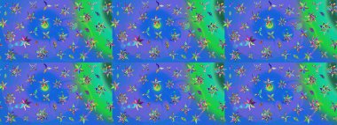 Soyut etnik raster çizim kalıbı. Arkaplan dokusu, duvar kağıdı, mavi ve yeşil renkli çiçek teması. Kabile sanatı boho baskısı, klasik çiçek arkaplanı.