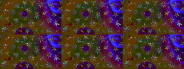 Çiçeksel çizim kalıbının yansıması. Vadinin çiçekleri kahverengi ve yeşil renklerde.