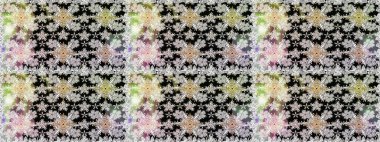 Çiçeksiz desenli arka plan, darbeler, sıçramalar, yaz çiçekleri. Tarafsız ve siyah renklerde çiçekler. Raster illüstrasyonu.