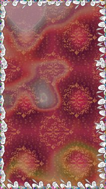 Raster illüstrasyonunda kusursuz çiçek deseni. Kırmızı ve kahverengi renkte çiçekler. Renkli Bahar Temalı Kusursuz Arkaplan. Düz Çiçek Elementleri Tasarımı.