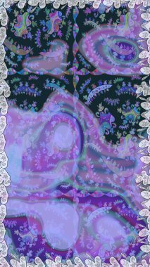 Renkli Bahar Temalı Kusursuz Arkaplan. Düz Çiçek Elementleri Tasarımı. Mavi ve mor renkli çiçekler. Çiçekle kusursuz desen.