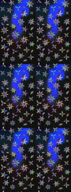 Gri ve mavi renkte çiçekler. Robot resim. Şirin çiçek elementleri. Raster illüstrasyonu.