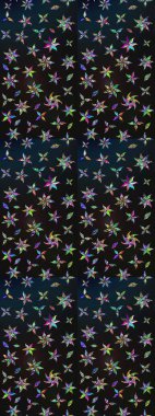 Raster illüstrasyonundaki çiçek desenli çizim. Gri ve mavi renkte çiçekler.