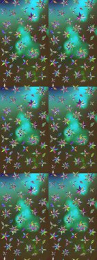 Küçük çiçekteki sevimli çiçek deseni. Yeşil ve kahverengi renkli çiçekler. Raster illüstrasyonu.