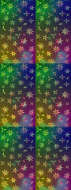 Düz Çiçek Elementleri Tasarımı. Raster Illustrasyon 'daki Çiçek Deseni' nin son moda çizimi. Renkli Yaz Temalı eskiz kalıbı. Yeşil ve kahverengi renkte çiçekler.