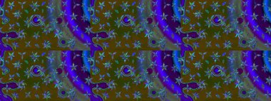 Raster çiçek desenli çiçek deseni, yapraklar, dekoratif elementler, sıçrama, lekeler, el çizimi kontur çizgileri ve Doodle çizim stili, grafik raster çizim çizimi.