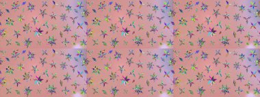 Tarafsız ve pembe renklerde çiçekler. Küçük çiçekteki sevimli çiçek deseni. Raster illüstrasyonu.