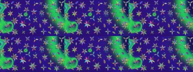 Mavi ve mor renkli çiçekler. Çiçekli karalama şeklinde Raster çiçek deseni. Nazikçe, güzel çiçek arkaplanı..